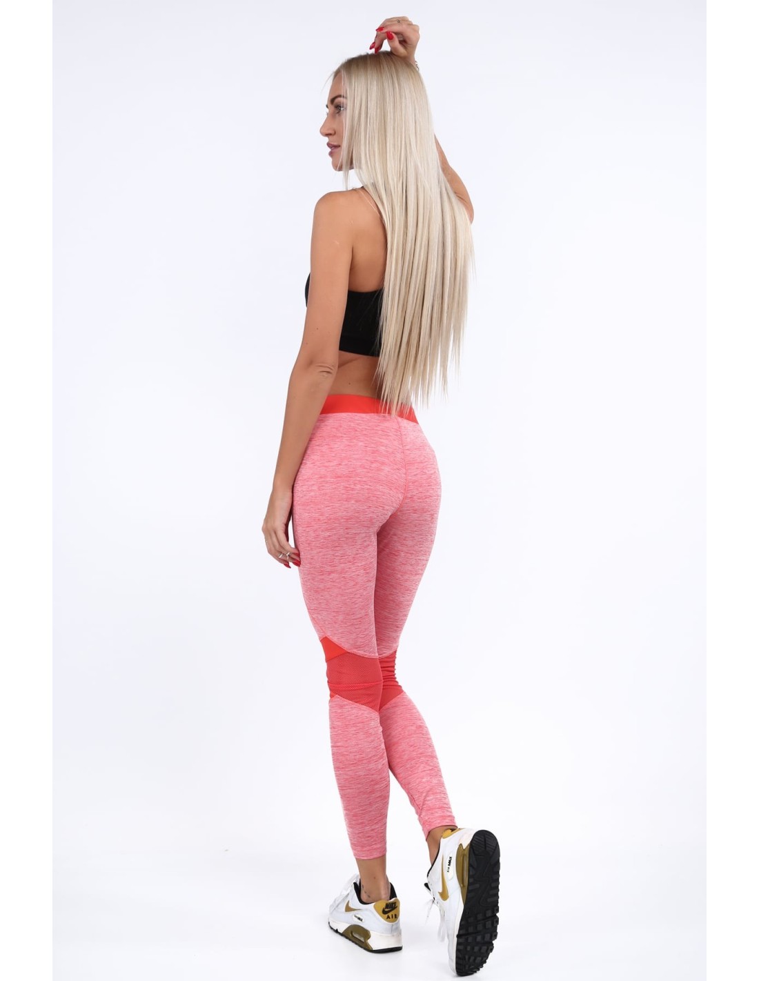 Fitted sports leggings in coral color MR13015 - Online store - Boutique